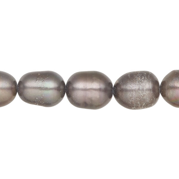 Freshwater pearl 1pkg1, rice, 15.5-16 inch grey-brown peacock 9-10mm cultured image number 0