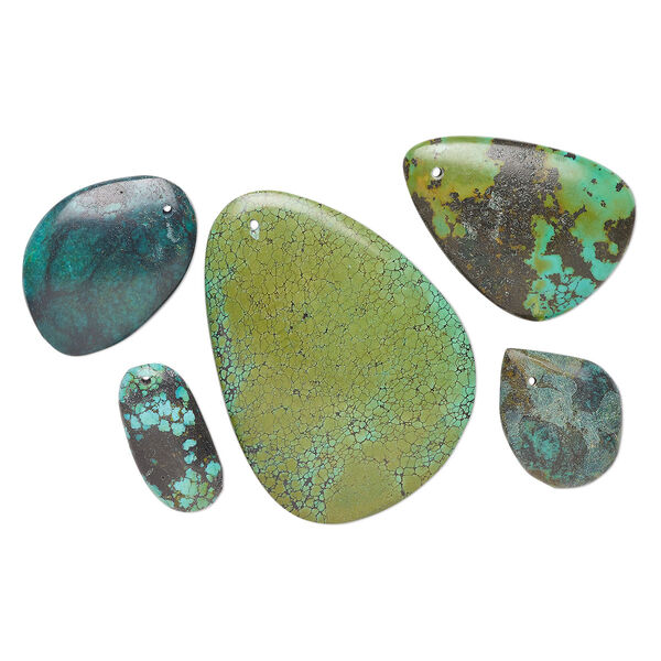 Turquoise 1pkg5, top-drilled freeform focal mix 23x15mm-80x60mm image number 0
