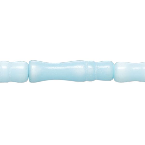 Bead, cat's eye glass (fiber optic glass), sky blue, 25x6mm-26x7mm bamboo. Sold per 15-inch strand, approximately 15 beads. image number 0