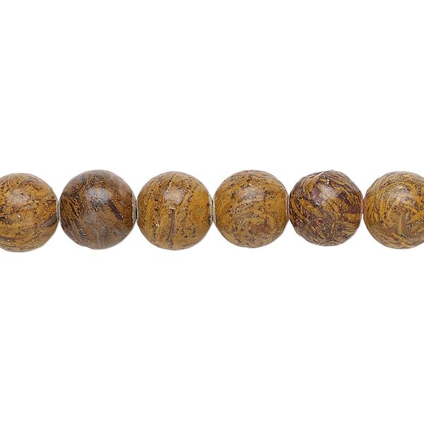 Brown chrysanthemum stone 1pkg1, round bead natural 15.5-16 inch 8mm image number 0