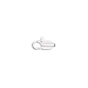 Clasp lobster claw 1pkg10 silver-plated, 11x5mm, brass 1-strand