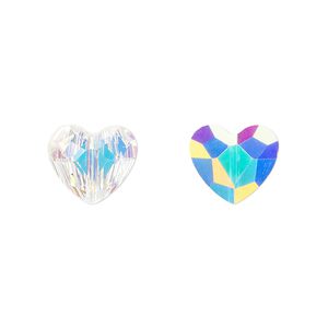 Bead 2pk crystal AB, Celestial Crystal® 12x10mm heart