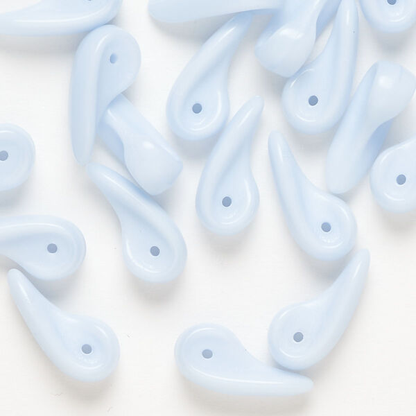 Bead, glass, pkg/30, 15x4mm paisley, opaque pale blue. image number 0