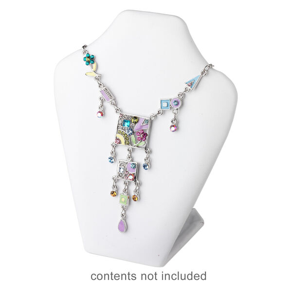 Display, necklace, leatherette and VELCRO&reg;, white, 6-5/8 x 5 x 2-3/4 inches with adjustable back tab. Sold individually. image number 2