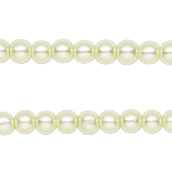 Bead, glass pearl, pale yellow, 6mm round. Sold per pkg of (2) 15-inch strands, approximately 140 beads. image number 0