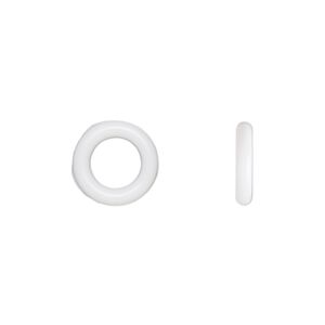 Component, Oh! Ring™, silicone, white, 10mm round with 6mm hole. Sold per pkg of 300.