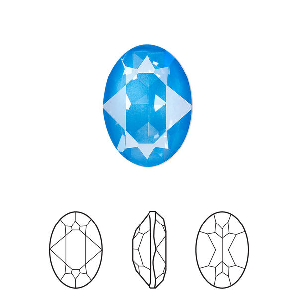 Fancy stone 1pk crystal electric blue ignite LacquerPRO, Crystal Passions® 18x13mm oval 4120 image number 0