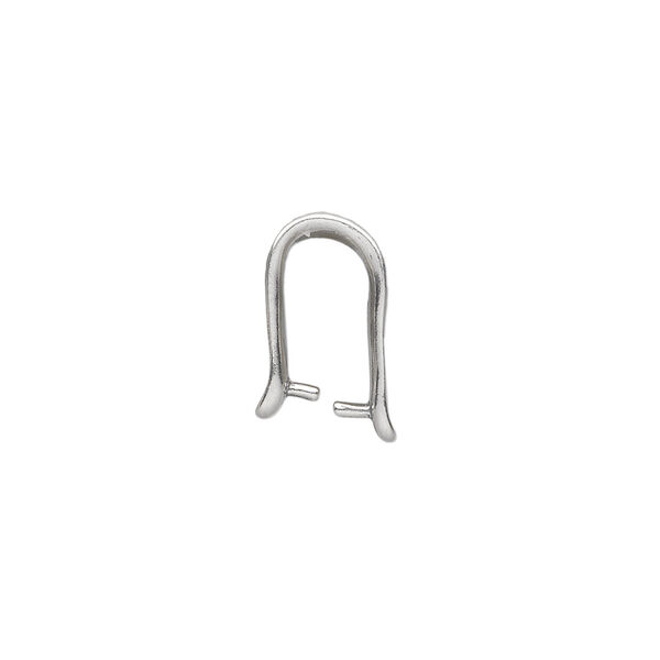 Bail, ice-pick, antiqued sterling silver, 15x8mm textured shield, 10mm grip length. Sold individually. image number 1