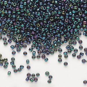 Seed bead, Dyna-Mites™, glass, pkg/1/2kg, #11 round, opaque iris green, (90101 11/0 RR).