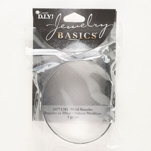 Bracelet, cuff, silver-finished steel, 16mm wide, 7-1/2 inches. Sold individually.