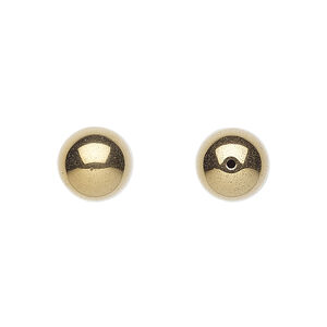 Hemalyke&trade; 1pkg4, electroplated half-drilled round bead 10mm