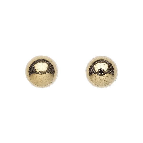 Hemalyke&trade; 1pkg4, electroplated half-drilled round bead 10mm image number 0