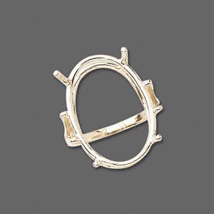 Ring, Sure-Set™, 14Kt gold, 25x18mm 4-prong oval basket setting, size 7. Sold individually.