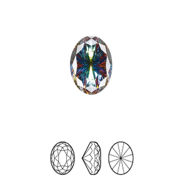 Fancy stone 48pk crystal vitrail medium foil back, Swarovski® 14x10mm magical oval 4160 image number 0