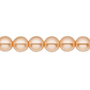 Bead, Czech pearl-coated glass druk, opaque peach-orange, 8mm round. Sold per 15-1/2" to 16" strand.