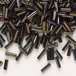 Bead, Preciosa Ornela Czech glass, bugle bead, pkg/500g, #3, brown iris opaque black, (59115).