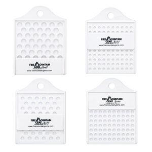 Bead counter set, plastic, white, measures 3, 4, 6 and 8mm beads, 4x3 inches with slider. Sold per 4-piece set.
