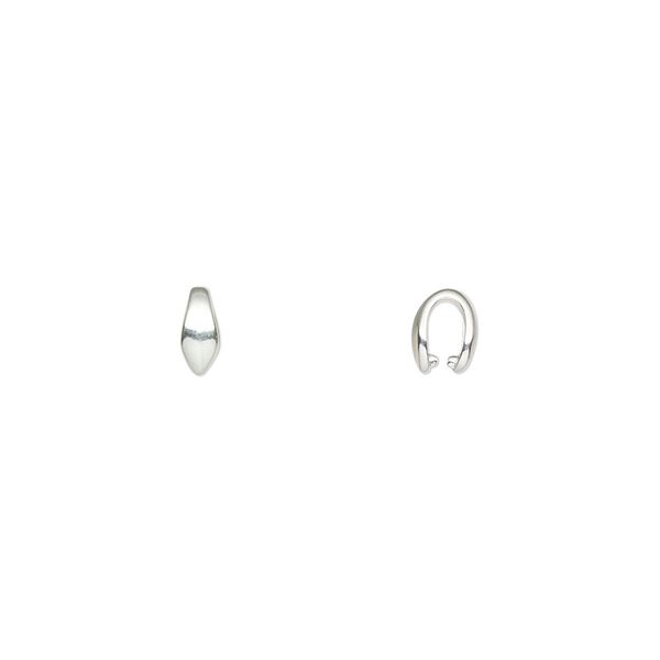 Bail, ice-pick, silver-plated brass, 6x2.5mm with 3.5mm grip length. Sold per pkg of 20. image number 0
