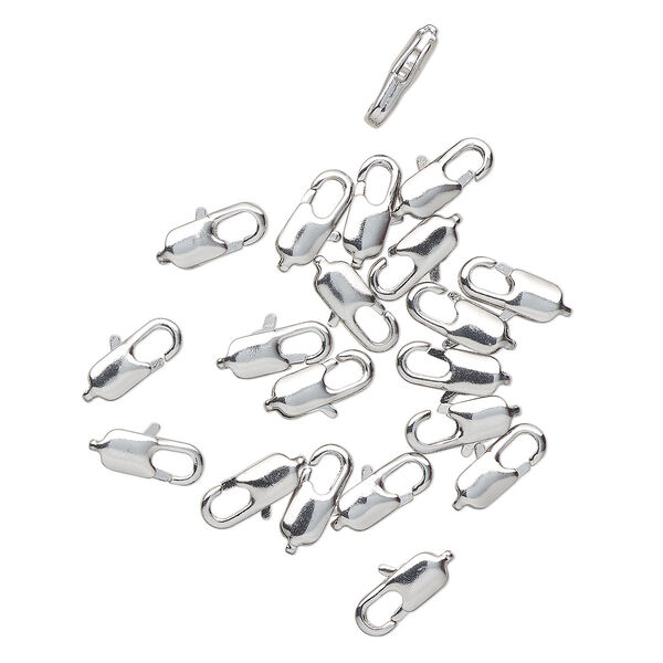 Clasp, lobster claw, imitation rhodium-finished brass, 12x6mm. Sold per pkg of 20. image number 0
