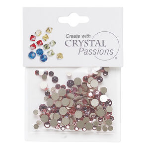 Flat back mix 1pkg144 light amethyst and light rose, Crystal Passions&reg; rhinestone 3.0-4.8mm round SS12 / SS16 / SS20