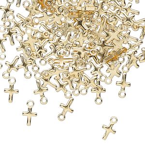 Drop, gold-plated brass, 5.5x4mm cross. Sold per pkg of 50.