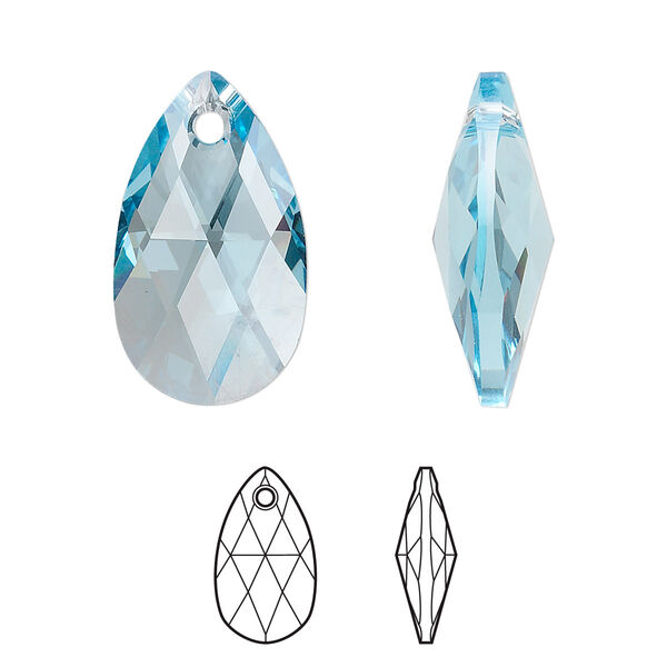 Drop 1pk aquamarine, Crystal Passions® 22x13mm pendant pear 6106 image number 0