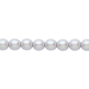 Bead, Czech pearl-coated glass druk, opaque iridescent grey, 6mm round. Sold per 15-1/2" to 16" strand.
