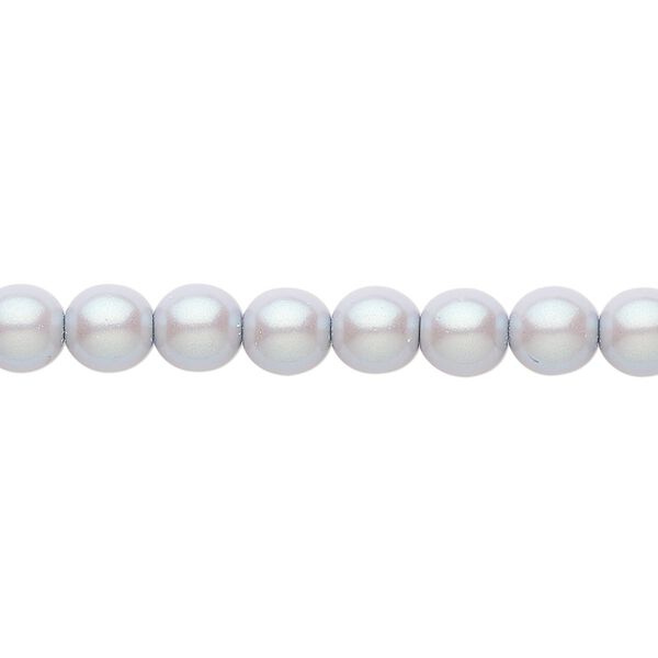 Bead, Czech pearl-coated glass druk, opaque iridescent grey, 6mm round. Sold per 15-1/2" to 16" strand. image number 0