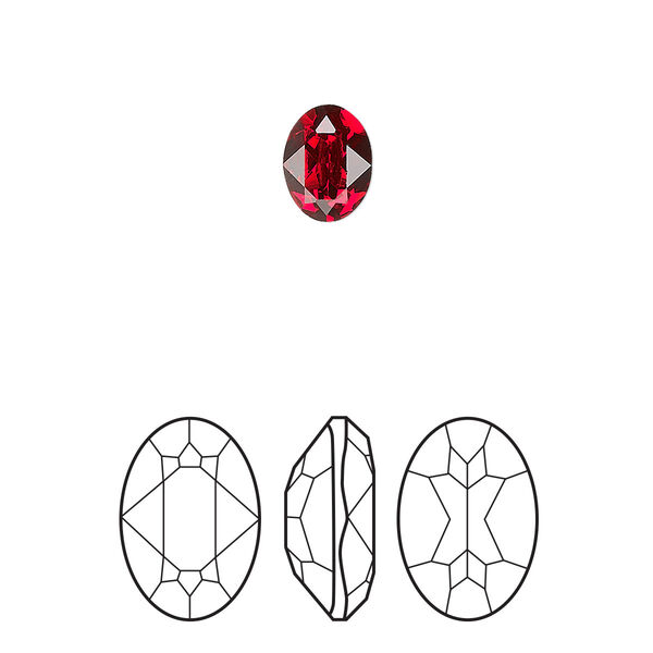 Fancy stone 180pk scarlet foil back, Swarovski® 8x6mm oval 4120 image number 0