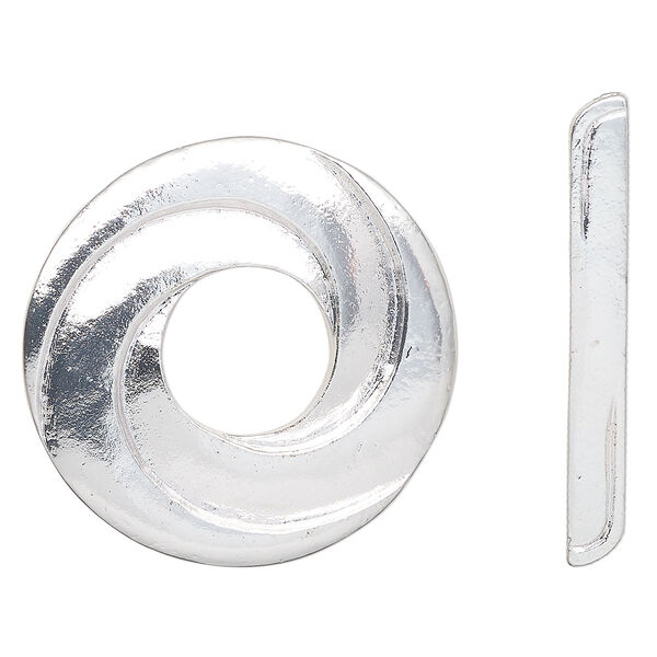 Clasp, 3-strand toggle, silver-finished "pewter" (zinc-based alloy), 35mm round swirl. Sold individually. image number 0