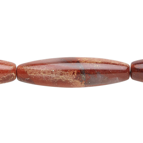 Bead, red rainbow jasper (natural), 36x10mm oval, B grade, Mohs hardness 6-1/2 to 7. Sold per 15-1/2" to 16" strand. image number 0
