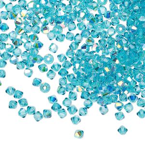 Bead 1440pk blue zircon AB, Preciosa Czech crystal 3mm bicone