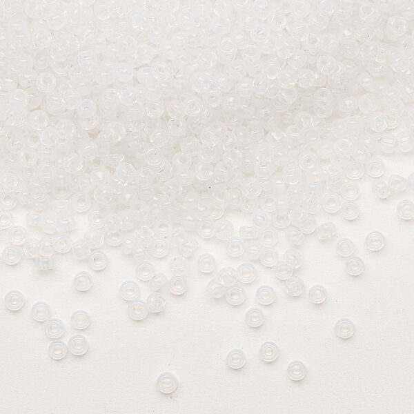 Seed bead, Miyuki, glass, pkg/25g, #11 rocaille, translucent opal (RR-550). image number 0
