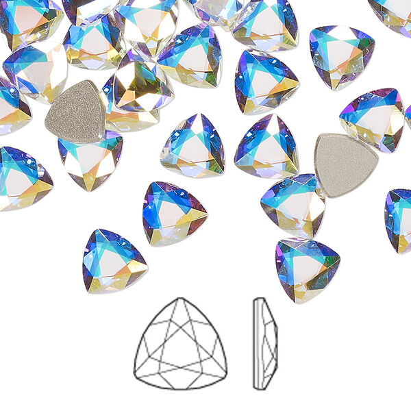 Flat back 144pk crystal AB foil back, Swarovski® 7mm trilliant 2472 image number 0