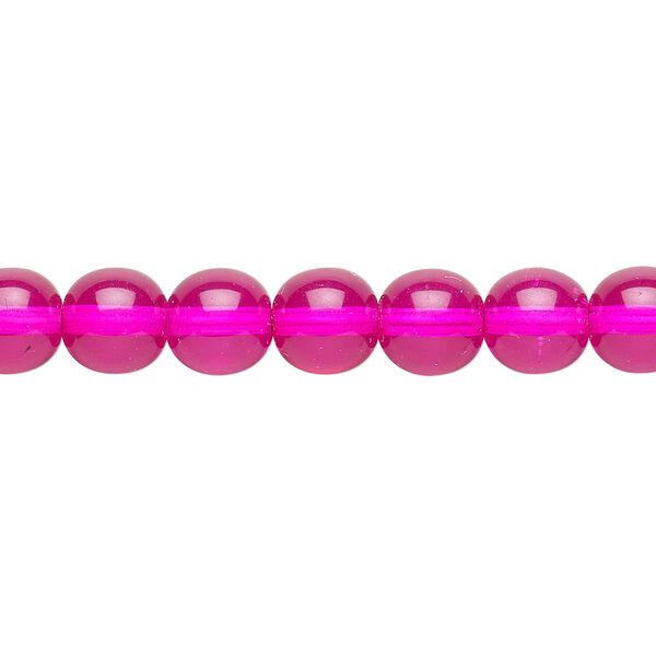 Bead, Czech dipped décor glass druk, hot pink, 8mm round. Sold per 15-1/2" to 16" strand. image number 0