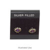 Earring card, flocked plastic, black and silver, 1x1-inch square with "SILVER FILLED." Sold per pkg of 100. image number 1