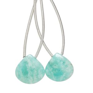 Amazonite 1pkg2, hand-cut top-drilled puffed teardrop bead natural 14x14mm