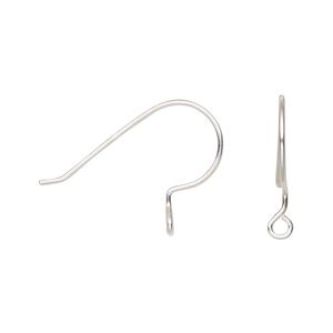 Ear wire fishhook 1pkg2 sterling silver, 16mm / perpendicular open loop, 21 gauge 1 pair