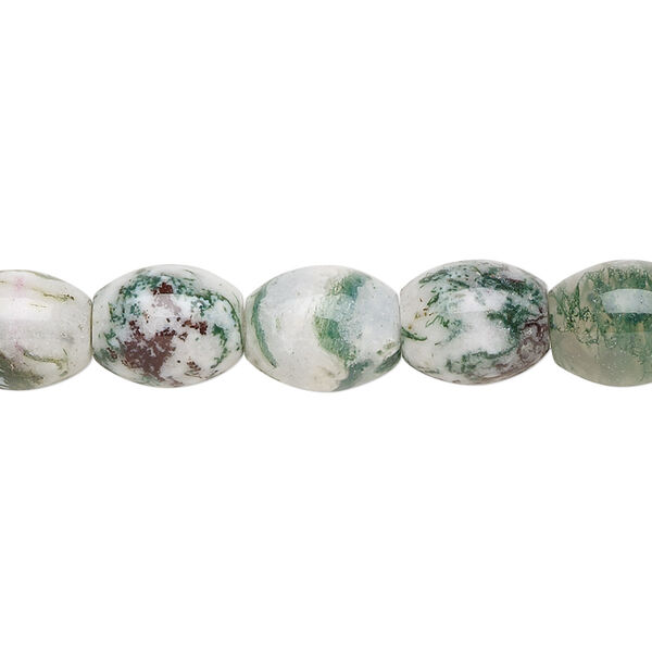 Bead, tree agate (natural), 10x8mm barrel, B grade, Mohs hardness 6-1/2 to 7. Sold per 15-1/2" to 16" strand. image number 0