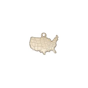 Charm, 14Kt gold-filled, 14x10mm single-sided textured USA map. Sold individually.
