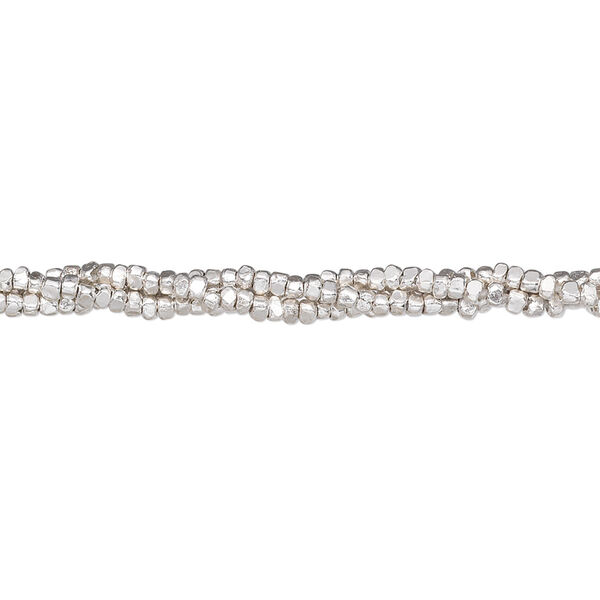 Bead, Hill Tribes, sterling silver, 2mm nugget. Sold per 15-1/2 to 16-inch strand, approximately 270-350 beads. image number 0