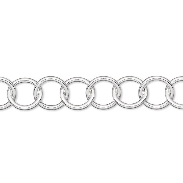 Chain, sterling silver, 8.5mm round cable. Sold per pkg of 5 feet. image number 0