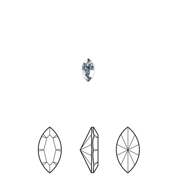 Fancy stone 6pk crystal blue shade foil back, Crystal Passions® 6x3mm navette 4228 image number 0
