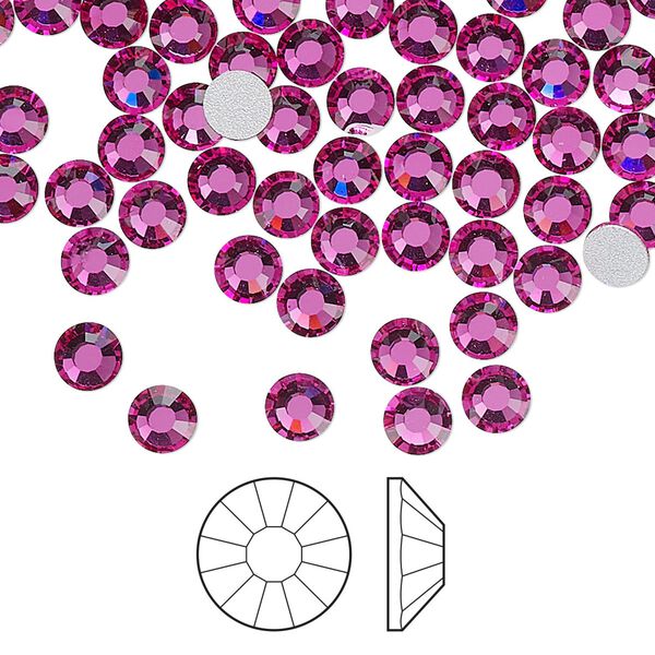 Flat back 1440pk fuchsia foil back, Preciosa Viva 12® Czech crystal rhinestone 4.6-4.8mm chaton rose round SS20 image number 0