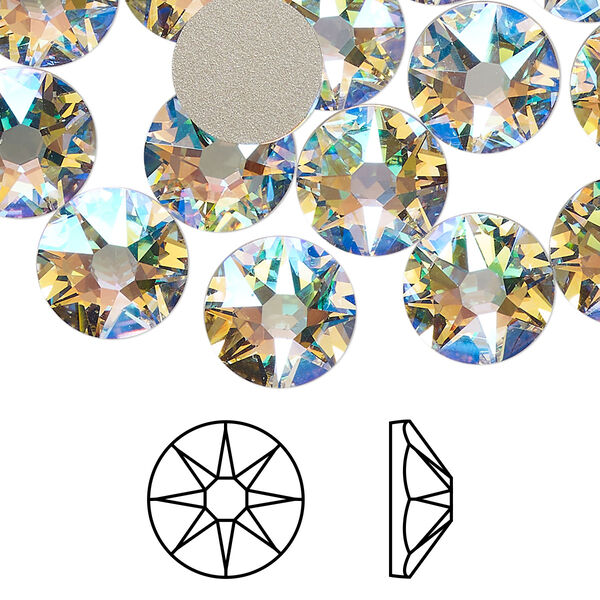 Flat back 12pk crystal shimmer foil back, Crystal Passions® 10.912-11.304mm rose round SS48 2088 image number 0