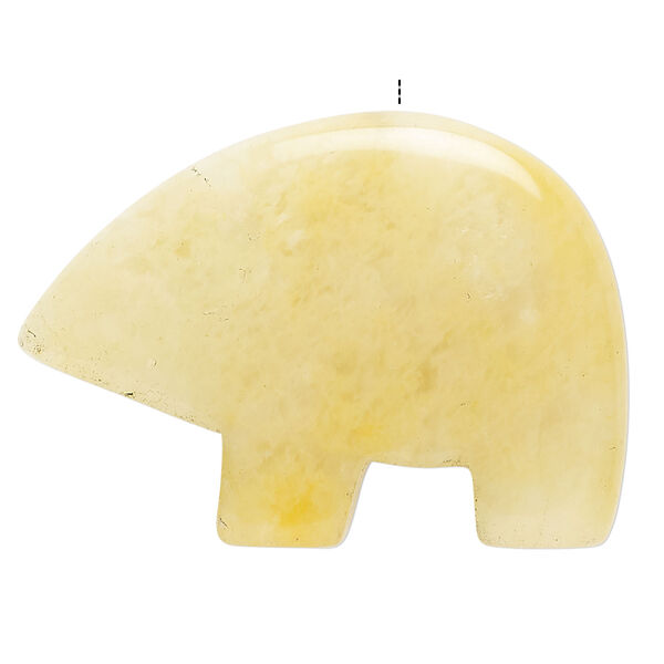 Golden "jade" 1pkg1, top-drilled and half-drilled Zuni-style bear focal natural, 39x26mm-43x32mm medium-dark image number 1