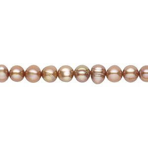 Pearl, cultured freshwater (dyed), light copper peacock, 4-5mm semi-round with 0.4-0.6mm hole, D grade, Mohs hardness 2-1/2 to 4. Sold per 15-inch strand.