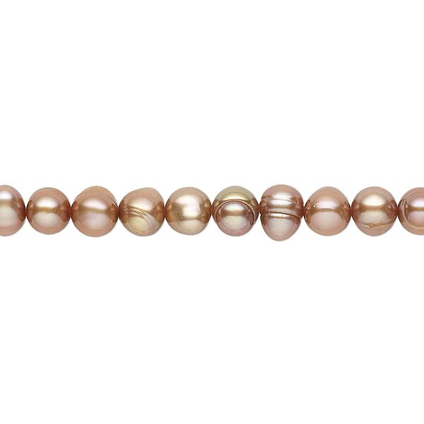 Pearl, cultured freshwater (dyed), light copper peacock, 4-5mm semi-round with 0.4-0.6mm hole, D grade, Mohs hardness 2-1/2 to 4. Sold per 15-inch strand. image number 0