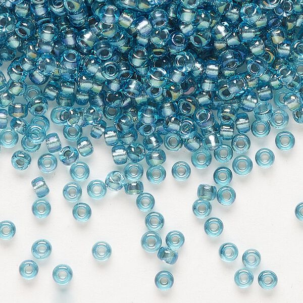 Seed bead, Miyuki, glass, pkg/250g, #8 rocaille, translucent dusk-lined luster crystal clear (RR-1824). image number 0