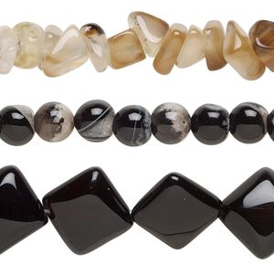 Black agate 1pkg3, mixed shape bead 15 inch mix 7x2mm-17x17mm